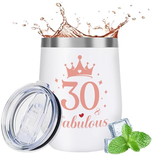 30th Birthday Gifts for Women - 30th Birthday Gifts 12 oz Stainless Steel Flasks for Hot and Cold Drinks, Personalised 30 Year Old Lady Present Wine Tumbler Ideas for Mum, Best Friend, Sister, Wife