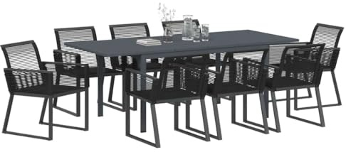 vidaXL Garten Essgruppe 9 STK. Schwarz Poly-Rattan