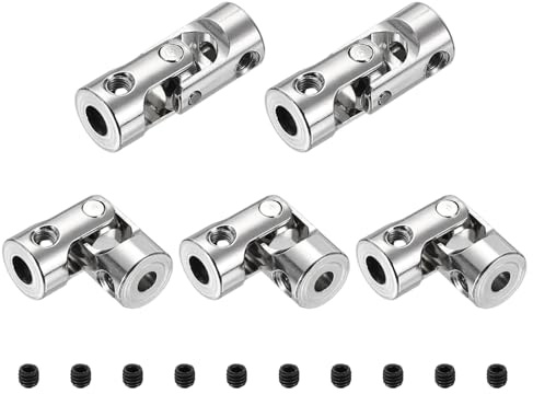 sourcing map 5pcs Universal Joint Shaft Coupling, 3.17mm to 4mm Inner Dia Rotatable Steering Shaft U Joints Coupler with Screws for RC Car, Robot, Boat Drive Ship Motor Use
