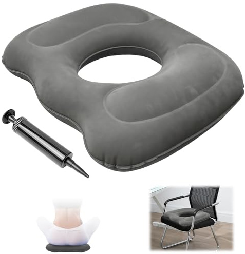 Euablfo Multifunktionales Sitzkissen, Hämorrhoiden Sitzkissen, Aufblasbares Orthopädisches Rundkissen, Orthopädisches Sitzkissens mit Luftpumpe, für Steißbein Dekubitus Rollstühle Sitzring