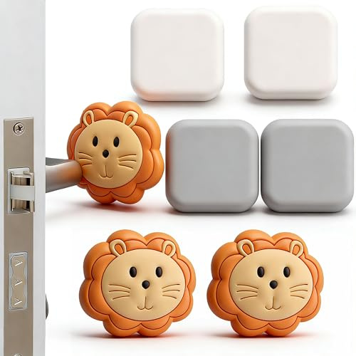 Door Stoppers Wall Protector 6pcs Heavy Duty Silicone Door Knob Guard, Self-Adhesive Door Handle Bumper Sticker for Walls, Corners & Cabinets - Noise Dampening & Scratch Protection