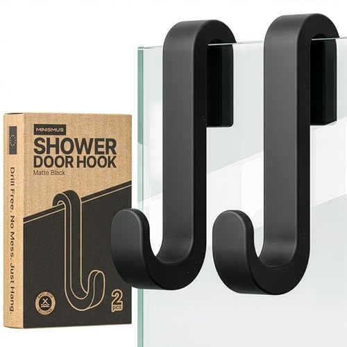 Minismus Colgador Toalla de Baño, Gancho Ducha Silicona, 2 Uds, Negro