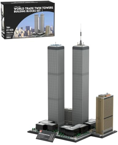 JoinBlox 1/800 Maßstab World Trade Center (1973–2001) Building Blocks Set, 982 Klemmbausteine Architektur Bausteine Bausatz, Konstruktionsspielzeug für Erwachsene
