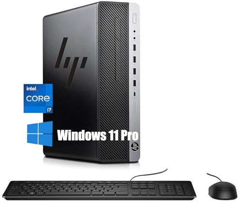HP EliteDesk 800 G3 SFF Desktop Computer PC, Intel Core i7-7700, 8GB RAM, 256GB SSD, WiFi, Bluetooth, US Keyboard QWERTY, Windows 11 Pro (Renewed)