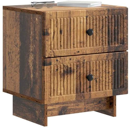 vidaXL Nachttisch 2 pcs Altholz 43 x 34,5 x 47,5 cm Holzwerkstoff, Schlafzimmer Nachtkommode, rechteckiger Schrank, Stauraum, praktische Lösung für Dein Zuhause