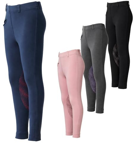 PFIFF 103133 Reitleggings Emilia für Kinder 3/4 Vollbesatz Silikon, Kinderreitleggings mit Gürtelschlaufen