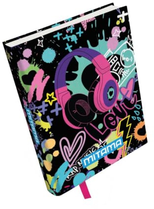 Mitama Agenda scolaire pour fille, 10 mois, 15 x 20 cm, noir, musique, autocollants