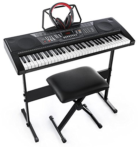 Joy 61-Key Standard Keyboard Kit Including USB Music Player Function, Bundle with Headphone, Stand, Stool, Power Supply (JK-66MKit)