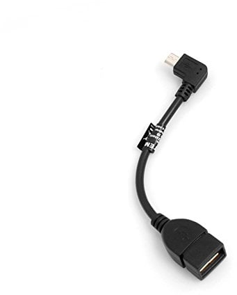 System-S Câble hôte USB A Femelle vers Micro USB coudé vers la Gauche (mâle) 90 ° fiche coudée Adaptateur hôte OTG on The Go Courte Câble 13,5 cm