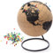 Globe Trekkers - Mini Cork Globe With 50 Different Coloured Push Pins & Durable Stainless Steel Base Great For Mapping Travels & Educational Purposes Does Not Have Plastic Strip Like Most