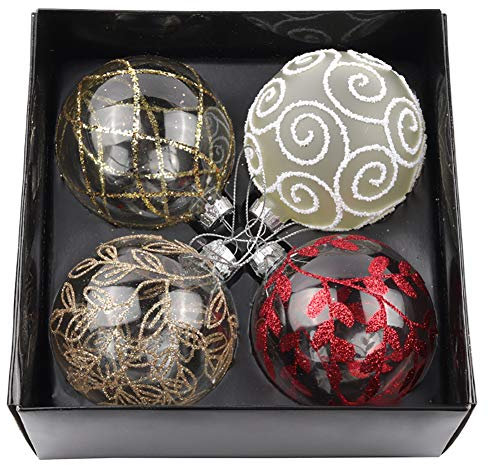 Warmiehomy Juego de 4 Bolas de Bolas de Adornos para el árbol de Navidad Decoración de Fiesta Festiva del árbol de Navidad de Navidad del árbol de Navidad Colgante Colgante 10cm