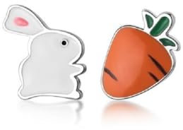 CEREOTH Kaninchen liebt es, Radieschen zu Essen Ohrstecker Ohrringe Damen 925 Sterling Silbler Ohrschmuck Geschenk für Mädchen Damen