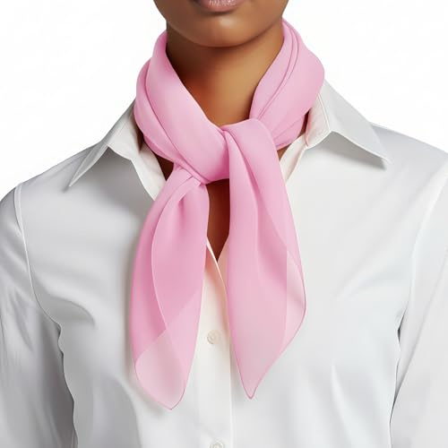 Basic Sense Square Chiffon Scarf for Women, Bandana Neck Scarf Neck Tie | 68 x 68cm (27 x 27in) plain sheer scarves. Fine lightweight chiffon that drapes, not a stiff weave. Neck tie or headscarf