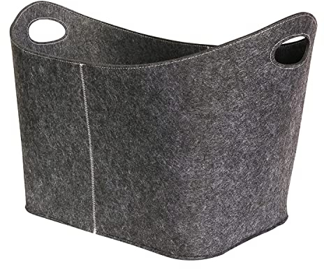 VIIRKUJA XXL Holzkorb | Kaminholzkorb aus extradickem Filz | Grau | Filzkorb mit verstärkten Griffen für Kaminholz