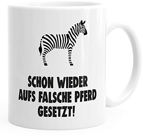 MoonWorks® Kaffee-Tasse schon wieder aufs falsche Pferd gesetzt Bürotasse Motiv Zebra Bürotasse weiß unisize