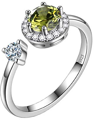 Aurora Tears August Birthstone verstellbare Ringe 925 Sterling Splitter Birthstone offenen Ring Geburt Stein Schmuck für Frauen und Männer DR0090A