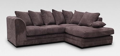 CHICAGO JUMBO CORD CORNER SOFA 5 COLOURS - LEFT/RIGHT HAND (Chocolate Brown, Right Hand Corner Sofa)