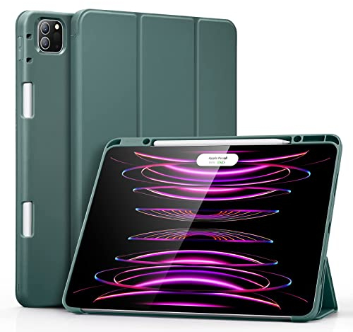ESR Cover Pencil Compatibile con iPad PRO 12.9” (2022/2021, 6a/5a Gen), Custodia con Supporto per Pencil 2, Retro Flessibile, Supporto Trifold, Automatica attivazione/Standby, Serie Rebound, Verde