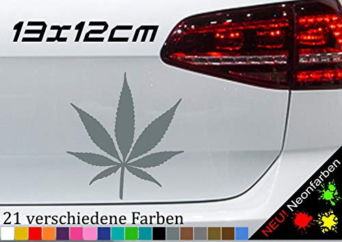 Cannabis Aufkleber Blatt 13x12cm Liebe Marihuana Reefer Mary Jane 420 Rauch JDM in 21 Farben