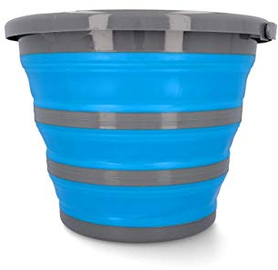 Cubo de Agua Plegable de 10 litros, para el hogar, Camping, Limpieza con vertedor, asa de Transporte, Plegable, 1 Unidad, Color Azul