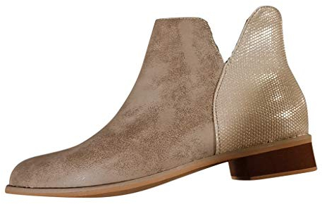 Stivali Donna Moda Leopard Serpentine Scarpe con Tacchi Quadrati all'aperto (41,Cachi)