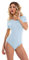 Magi Damenbody mit kurze Ärmel und Rundhals Damen Tshirt Overall Bodysuit Unterzieh-Body optimale Passform Sportlicher Tanz-Body für Frauen (S, Hellblau)