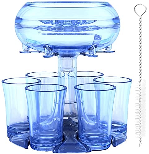 ALEVMOOM 6 Shot Glass Dispenser and Holder,Shots Dispenser for Filling Liquids, Multiple 6 Shot Dispenser,Bar Shot Dispenser, Cocktail Dispenser,Carrier Liquor Dispenser Drink Tool, with Brush