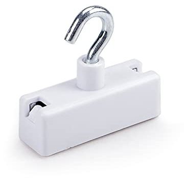 magnets4you - Leistenmagnet mit Haken |42 x 14 mm | weiß | Haftkraft ca. 5,6 kg | perfekt für Präsentation von Werbung/Informationen im Verkaufsbereich oder auf Messen