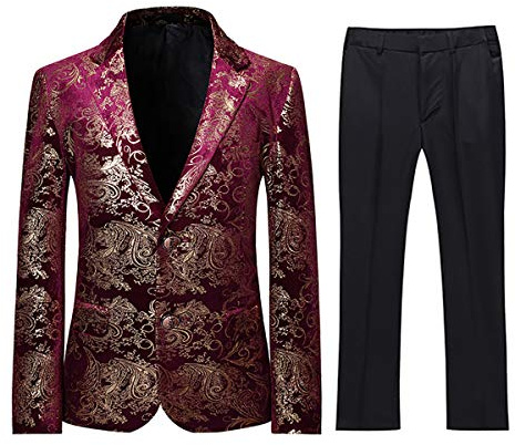 Sliktaa Ragazzi 2 Pezzi Abiti Smoking Suit Brillanti Paillettes Peak Risvolto Slim Fit Giacca Pantaloni Party Performance, Viola, 16 anni