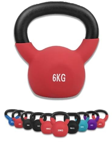 wuuhoo® Kettlebell Dwayne - Kugelhantel 2kg - 28kg aus massivem Gusseisen mit Neopren Beschichtung, Schwunghantel für Dein Krafttraining, Gewichte mit Farbcodes - Fitnessgerät für Zuhause 6 kg