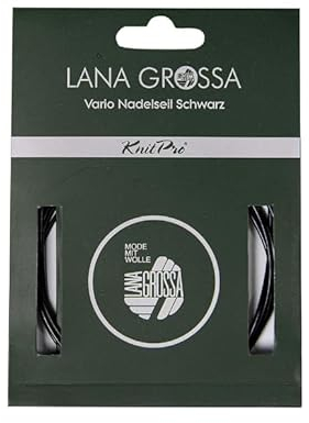 Lana Grossa Nadelseil Vario 50 cm – Flexibles Rundstrickseil in Schwarz, nahtloser Übergang, kombinierbar mit Nadelspitzen – Strickzubehör für Pullover, Schals & Mützen