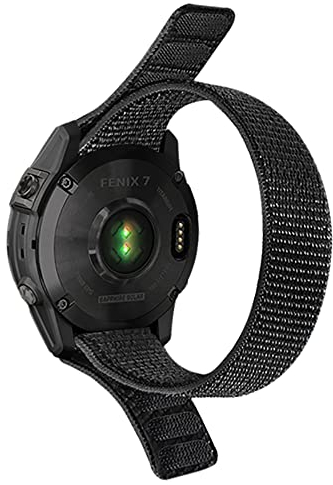 Niboow QuickFit 22mm Armband für Garmin Fenix 7 Pro Solar/Fenix 7/Garmin Epix 2 Pro 47mm, Nylon Atmungsaktives Ersatzarmband für Garmin Fenix 6 GPS/6 Pro GPS/5/5 Plus - Schwarz