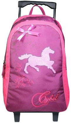 Bagtrotter - Sac à dos à Roulettes 45 cm - Cybel Cheval Violet - Primaire - Bretelles et dos rembourrés - Bandes Réfléchissantes - Grand Rangement - Licence Officielle Cybel