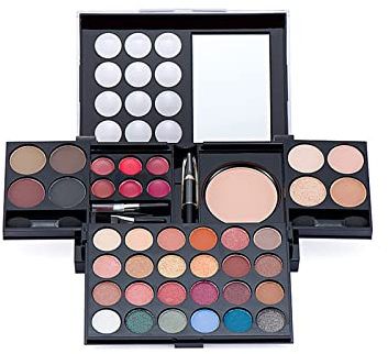 Palette Fard À Paupière Yeux, Coffret Maquillage avec Rouge à Lèvre, Pinceaux, Bâton Contour, Correcteur, Fard à Joues pour Femme