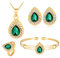 QKEPCY Schmuckset Ohrring/Halskette/Armband/Ring für Damen und Mädchen Wassertropfenform Anhänger Halskette Ohrringe Armband und Ringe Set Passend für Frauen Hochzeit Prom Partei (Grün)