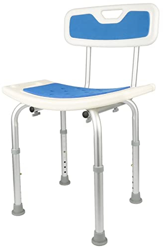 Silla para Ducha Ortopédica - Taburete Baño con Respaldo - Asiento para Ducha Regulable en Altura - Silla para Ducha para Personas Mayores - Antideslizante Ducha,51x26x71-83cm