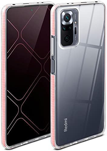 ONEFLOW für Redmi Note 10 Pro Hülle Silikon transparent, Handyhülle mit stoßfestem Bumper Backcover durchsichtig Silikonhülle kabelloses Laden Schutzhülle, Cushion Case, Rosa