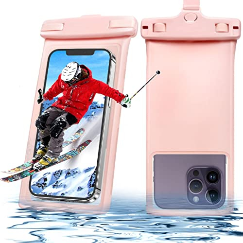 Lucrave Custodia impermeabile per telefono, custodia a prova di acqua per iPhone 15 14 13 Pro Max Plus Mini, S22 S21 Ultra fino a 7, protezione per telefono subacqueo per le vacanze, oro rosa