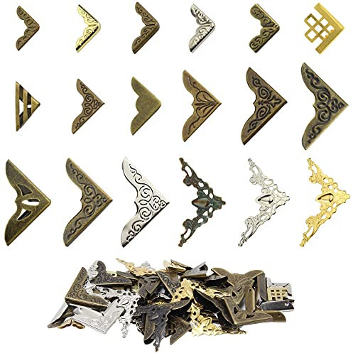 Pilikoll 72 Stück Vintage Eckenschutz Metall Schutzecke Kantendekor Antike Kantenabdeckung Kantenschutz Metall Buchecken Schutzecke Eckenschutz aus Metall für DIY Scrapbooking Bücher Alben Bildalbum