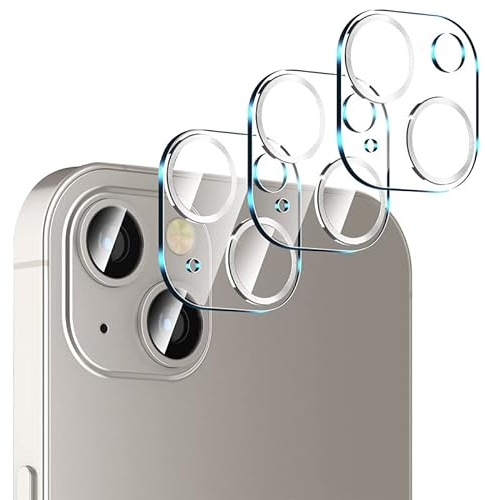 IOPYKKOA [3 Stück Kameraobjektivschutz kompatibel mit iPhone 13/13 Mini gehärtetem Glas, [hüllenfreundlich] [Kratzfest] [einfache Installation] – silberner Kreis Linse