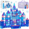 SUNNY AUNTIE Magnetic Tiles 110 PCS, Princess Castle Magnet Blocks, Toys for Girls, 3 4 5 6 7 8 Year Old Girl Birthday Gift Ideas, Magnetic Building Blocks + Zippered Carrying Case + 2 Dolls Gift