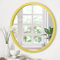 JJUUYOU Kreis Wandspiegel 50 cm Wandmontage Gelb Runder Vintage Spiegel für Badezimmer Holzrahmen Spiegel für Wohnzimmer, Schlafzimmer, Waschraum, Wohnheim