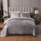 LUCKYBULL Silbernes koreanisches Samt-Steppdecken-Set, Queen-Size-XL-Größe (228,6 x 243,8 cm), 3-teilig, luxuriöse, strukturierte weiche Tagesdecke mit 2 Kissenbezügen, wendbares Bettbezug-Set für
