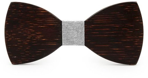 MERIT OCEAN Hölz Fliege Herren, Holzfliege für Herren und Jungen Einstellbare Klassische Hölzerne Krawatte Handgemacht Fliege für Hochzeit,Abschlussball,Partei Silber