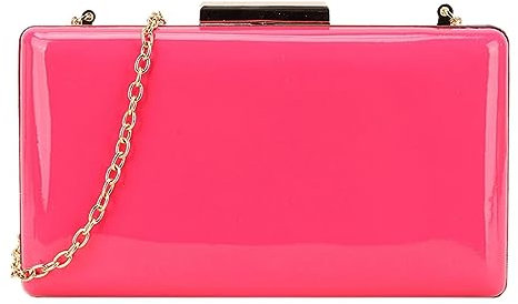 Girly Handbags Hartschalen-Clutch für Damen aus Lackleder Fuchsie