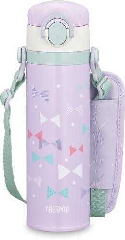 Thermos JOI-501 PPL Tasse isotherme pour téléphone portable pour enfants, 500 ml, violet pastel, sangle amovible avec épaulière pour enfants, jardin d'enfants ou école pour aller à l'école