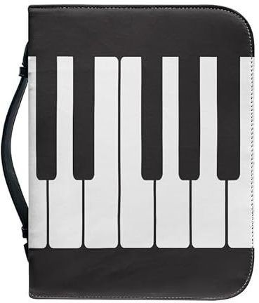Kuiaobaty Buchtasche mit Klavierdruck, mit Griff, Reißverschluss, Bibeltasche, Schutz für Bibel, Musiknoten, Kunstleder, Buchhülle für Buchliebhaber