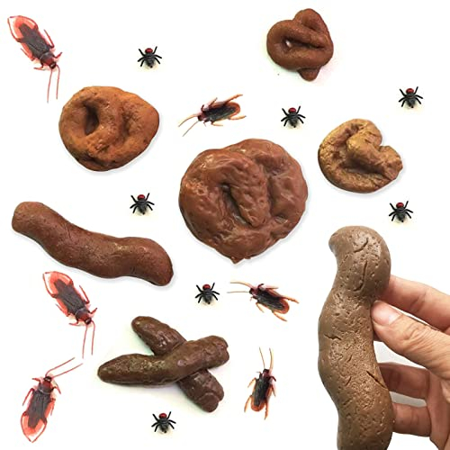 XZEIT 24 Stücke Falsch Poop Realistische Gefälschte Turd gefälschte Kakerlake Streichspielzeug Insekt Neuheit Schwimmend Gefälschte Poop Spielzeug für Aprilscherz, Paar lustige spielzeuge
