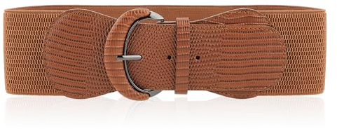 Amaxiu Damen Breiter Elastischer Taillengürtel, Verstellbarer Stretch Gürtel Vintage Klobiger Bund Modischer Dehnbarer Cinch Gürtel für Kleider Jeans(Braun)