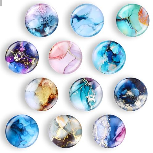 Giantree 12 Stück Kühlschrankmagnete, Starke Kühlschrankmagnete Dekorative Für Kühlschrank Marmormuster Magnete Für Magnettafel Für Kühlschrank Magnettafel Whiteboard Pinnwand usw.(Rund/30mm)